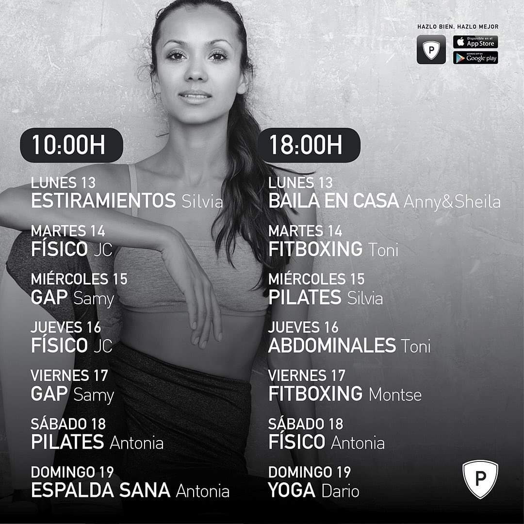 ❤️ ENTRENA DESDE CASA CON PROFITNESS <a href="/profitness_es/">Profitness</a>
CLASES EN DIRECTO CADA DÍA EN INSTAGRAM ❤️
💪Aquí tenéis el programa de esta semana:
