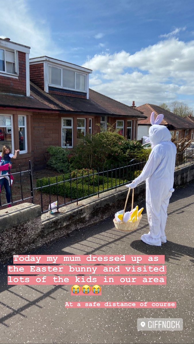 whatsheworebys's tweet photo. @thismorning My mum dressed up as the socially distant Easter bunny yesterday to cheer up some of the children! https://t.co/65CVx9I7tj