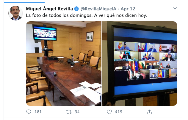 4. Will we see an exemplary photo of Mr. Revilla with one of the napkin masks he thinks are fit for the population of Cantabria against Coronavirus? His last tweet for now was about the regional first ministers' videoconference yesterday.
