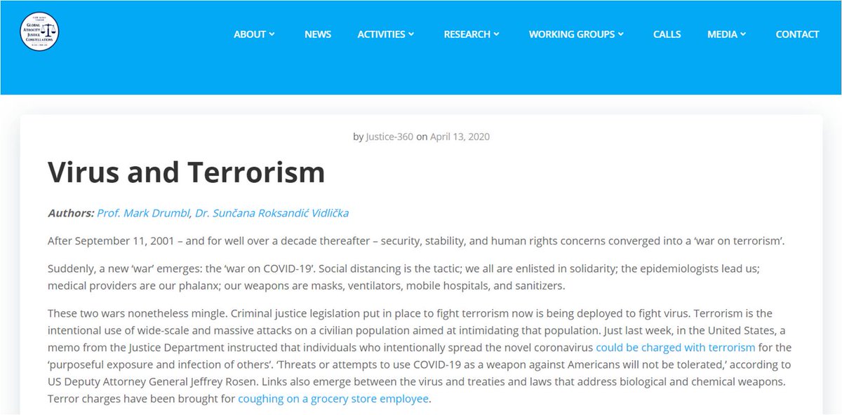 justice360cost's tweet photo. 📜A timely and highly relevant NEW BLOG on the legal responses to the SARS-CoV-2 pandemic (https://t.co/3pHpKbcFmu) by Prof. Mark Drumbl of @wlunews and Dr. Sunčana Roksandić Vidlička of @Zagreb_Uni for our @COSTprogramme Action. #justice360 #cost #ca18228 #research #blog https://t.co/5oecM2ZhuW