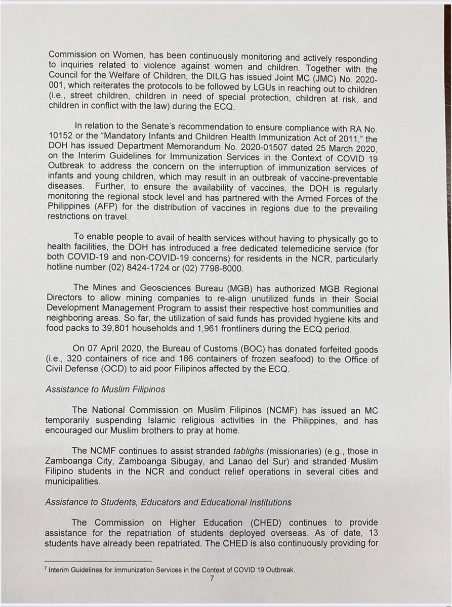 President Duterte’s third weekly report to Congress on the government’s response to the COVID-19 pandemic