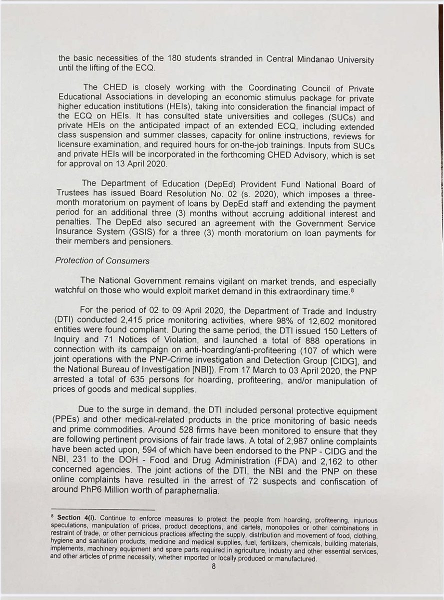 President Duterte’s third weekly report to Congress on the government’s response to the COVID-19 pandemic