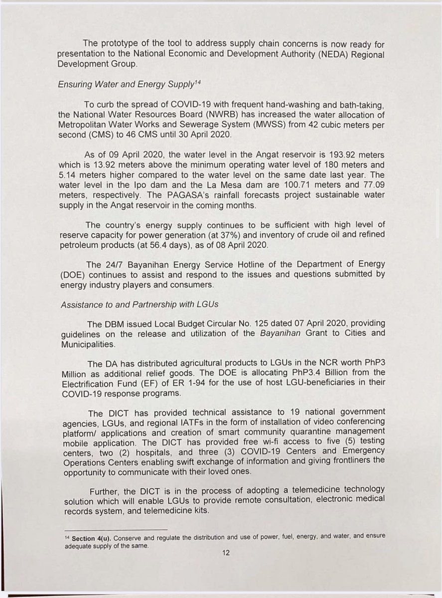 President Duterte’s third weekly report to Congress on the government’s response to the COVID-19 pandemic