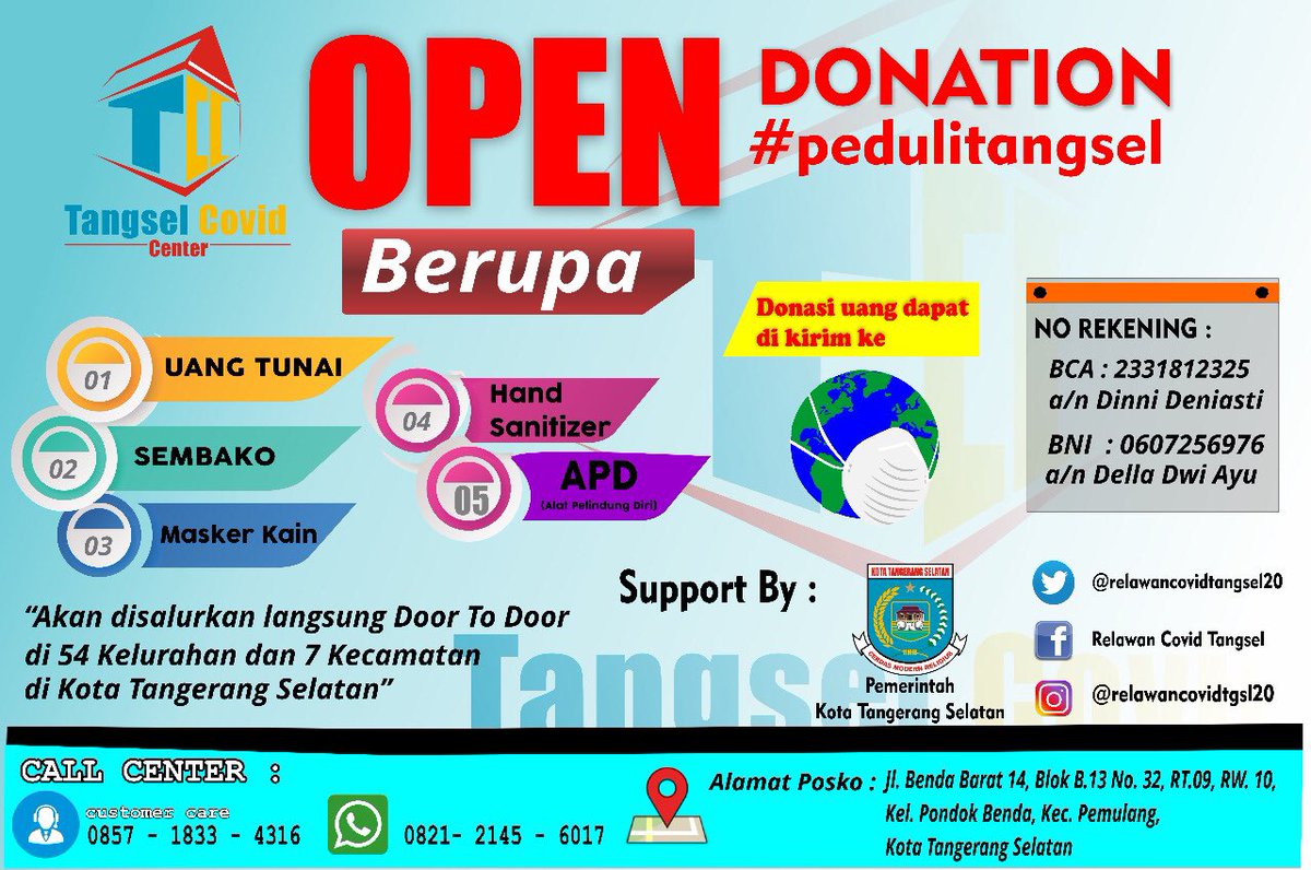 TangselJazz's tweet photo. Yuuk yang mau berbagi khusus utk disebarkan ke warga tangsel yang rentan terhadap dampak covid 19. Donasi anda akan membantu mereka. Cc @Kabar_Tangsel @humastangsel @TangselTerbaru @BantenNews @InfoTangsel https://t.co/YtQj8wCbN7