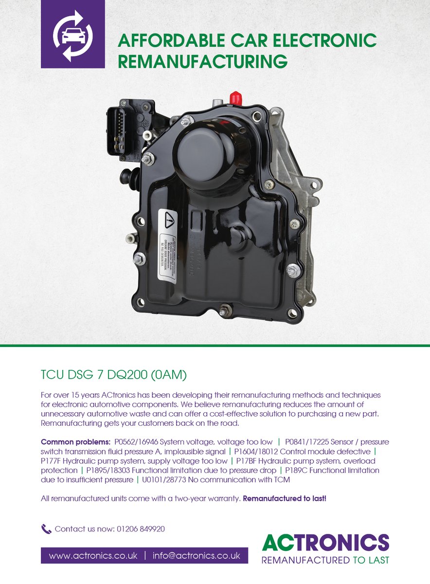 The DSG7 is the bigger brother to the DSG6 found on VAG Group vehicles.

This mechatronic unit is a bigger &amp; heavier unit compared to the DSG 6 and has a number of common faults that can occur.

If you believe you have a faulty DSG7 call our customer service team on 01206 849920.
