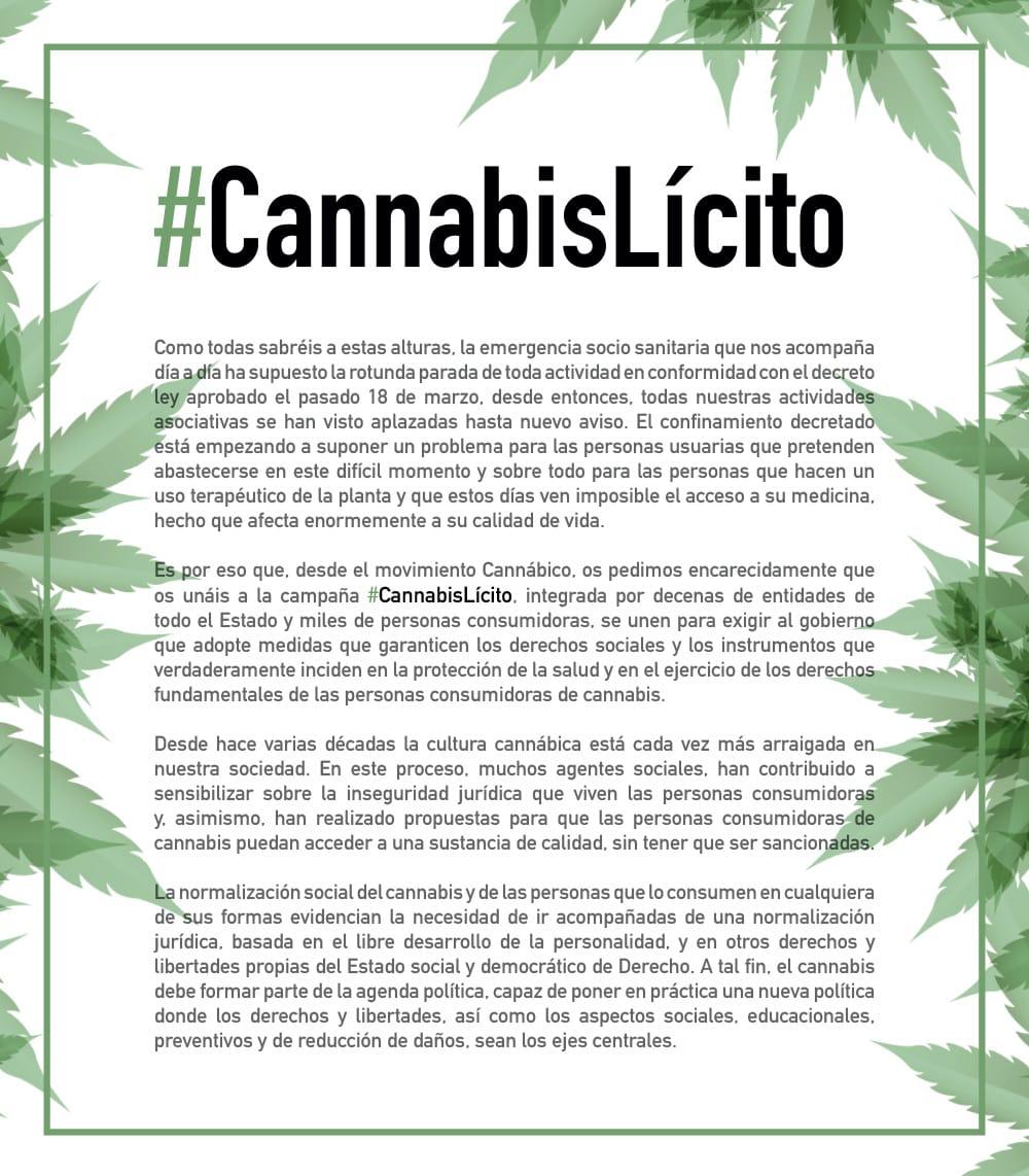 AmecMadrid's tweet photo. El cierre durante el estado de alarma de los Club Sociales de Cannabis ha dejado a miles de personas sin posibilidad de acceso a SU marihuana, y para muchas de ellas su uso significa un alivio real de sus dolencias.
Por eso nos unimos a la campaña por un #cannabislicito ya!! https://t.co/8aPRESneJj