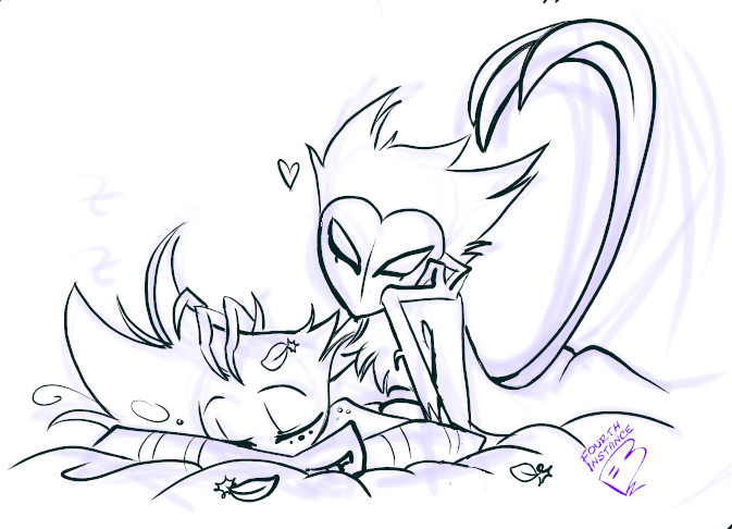 HasiAnn4I's tweet photo. Stolas and Angel aftercare <3
#HazbinHotel chars by @VivziePop 
#AngelDust #Stolas #HazbinHotelStolas
#Doodles #DoodlePractice https://t.co/kUcjJu2QVq