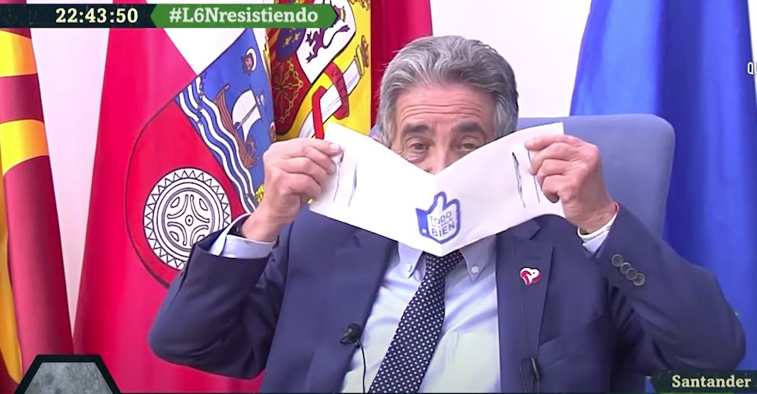 5. Revilla explained the napkin masks on La Sexta last week. Minute 10:30. "It's not wonderful but it's a double fabric […] we will give it to everyone until, well, there a bit more sophisticated mask". 