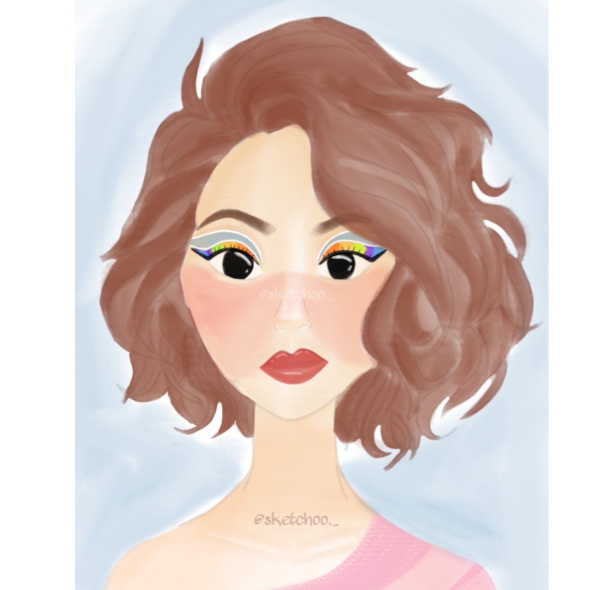Bhavnakakoti's tweet photo. Tried a Rainbow Cut Crease Eye look and roughly done curly hair!🌈☁️
Do show your views in the comment section below!
#makeupchallenge #makeupartist #makeupedit #cutcrease #eyeshadow #illustration #digitalpainting #Digital #DigitalArtist #digitalart #DigitalIndia #cartoon #sketch https://t.co/ZavsZhcQK0