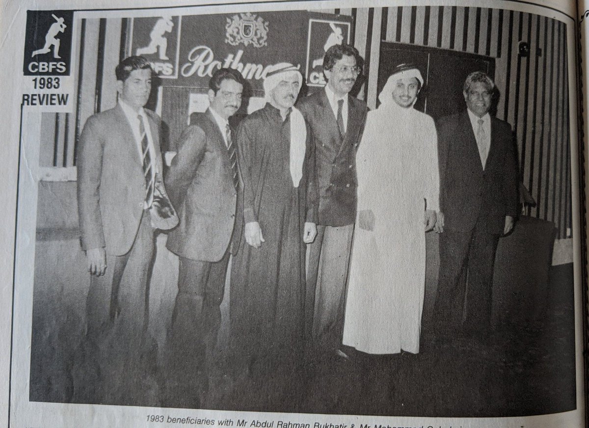The 1981 beneficiaries were Madhav Mantri, Asif Iqbal and the original little master, Hannif Mohammad.Gavaskar, Intikhab Alam, Nazar Mohammad (Pak's 1st test centurion) and Subhash Gupte in 1982Gundappa Vishwanath, Zaheer Abbas, Alimuddin and Ramakant Desai in 1983 (pic)