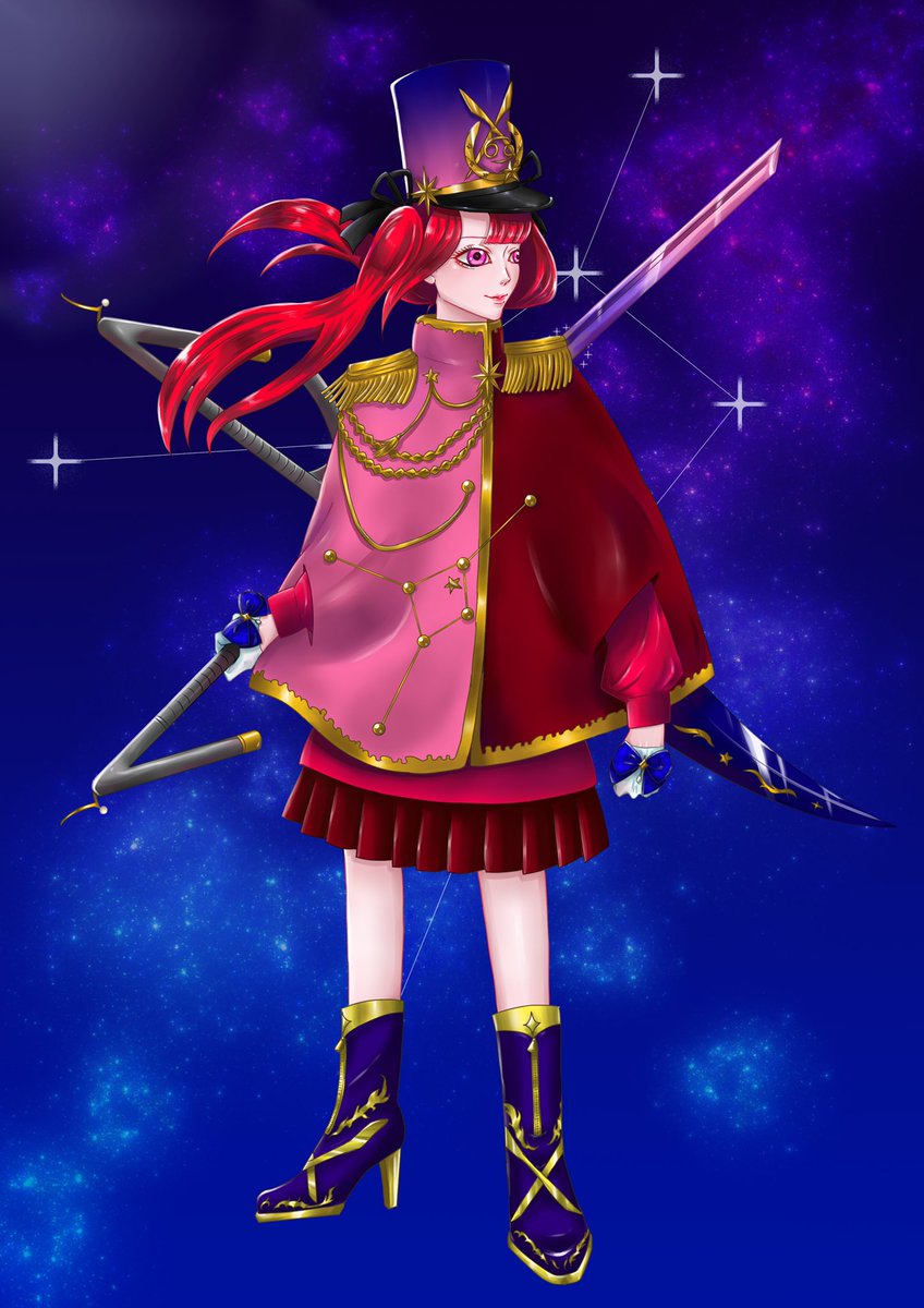 猫屋敷瑠璃 星座の擬人化4 蟹座のキャンサーちゃん 殺意高めのツインテ女子で武器のハサミは分離して二刀流に出来たりする 赤髪が描けて満足 女の子描くの楽しい 創作 オリキャラ 星座の擬人化