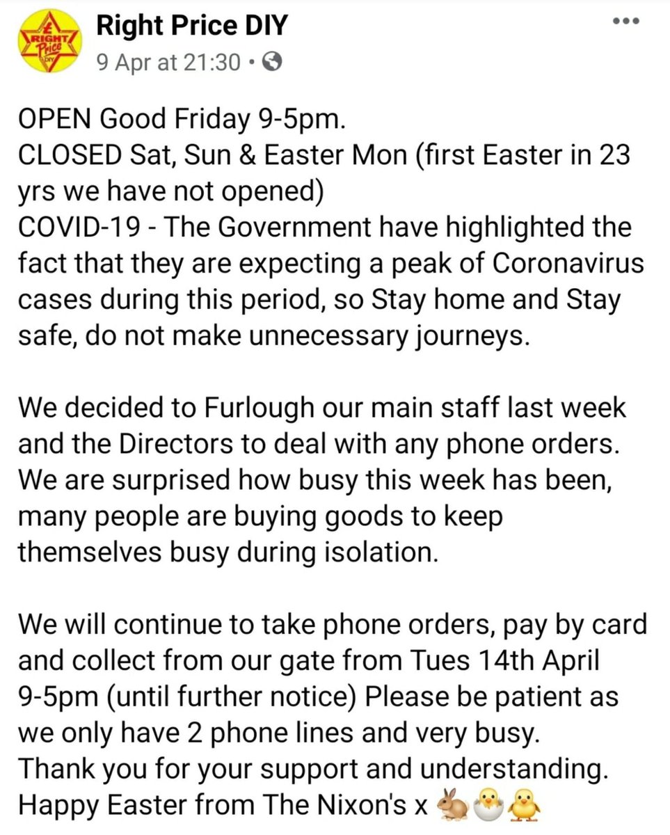 RightPriceDIY's tweet photo. First Easter closed in 23 years https://t.co/zBwcNBARmM