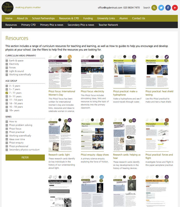 I'm not sure how well known this is (I know them really well as they do great work with my school) but  @ogdentrust share a number of high-quality resources on their site. Especially helpful for research questions like 'how has our understanding of the universe changed over time?'