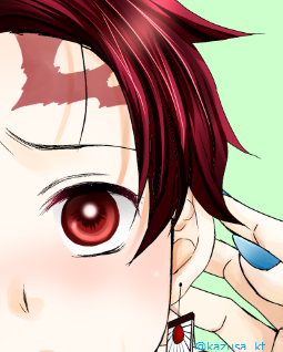 かずささんがTwitterに投稿した竈門炭治郎(鬼滅の刃)のイラスト。