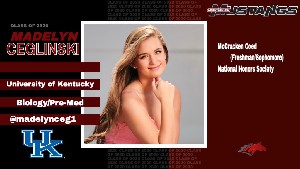 McCracken County HS is so proud of all our seniors! Each day we will highlight a handful of our members of the 2020 class and let you know their future plans. Today the Spotlight is on Madelyn Ceglinski! #togetherky @mcpschools @UKYAdmission <a href="/MccrackenNhs/">McCracken NHS</a> <a href="/madelynceg1/">Madelyn Ceglinski</a>