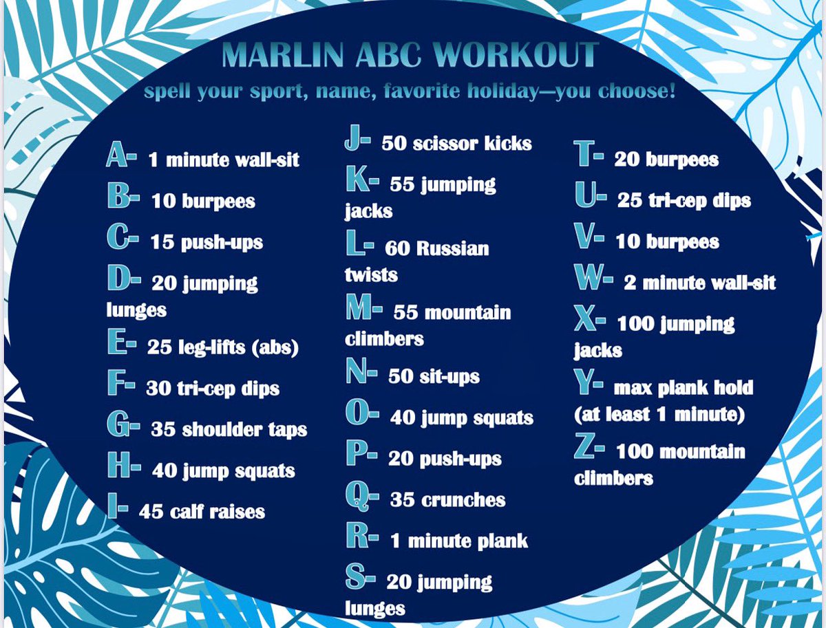 Odac Thanks To Vwu Marlins Marlin Abc Workout The Official Odac Workout Is O 40 Jump Squats D Jumping Lunges A 1 Minute Wall Sit C