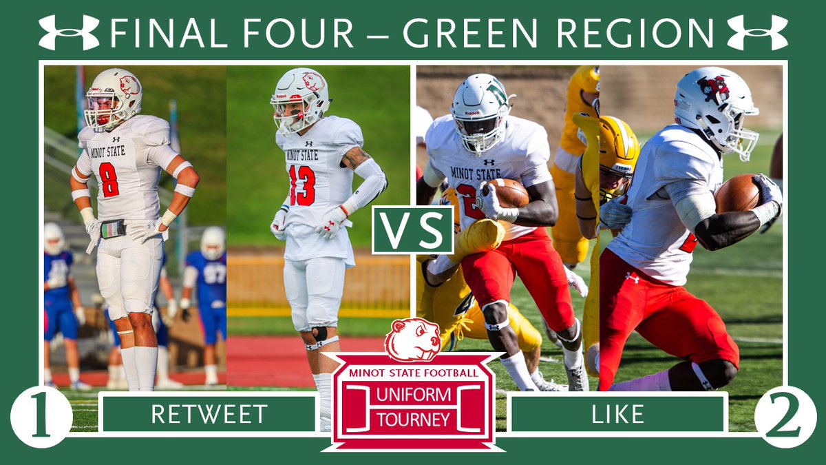 MSUBeaversFB's tweet photo. 🚨FINAL FOUR🚨
Family, Fans, and Recruits - Cast your vote!

Green Region Championship
1⃣ SEED - RETWEET - ⚪️⚪️⚪️
White Helmet - White Jersey - White Pants
vs
2⃣ SEED - LIKE - ⚪️⚪️🔴
White Alternate Helmet - White Jersey - Red Alternate Pants

#BuildTheDam #MSUFootballUniTourney https://t.co/WvnADhxTcV