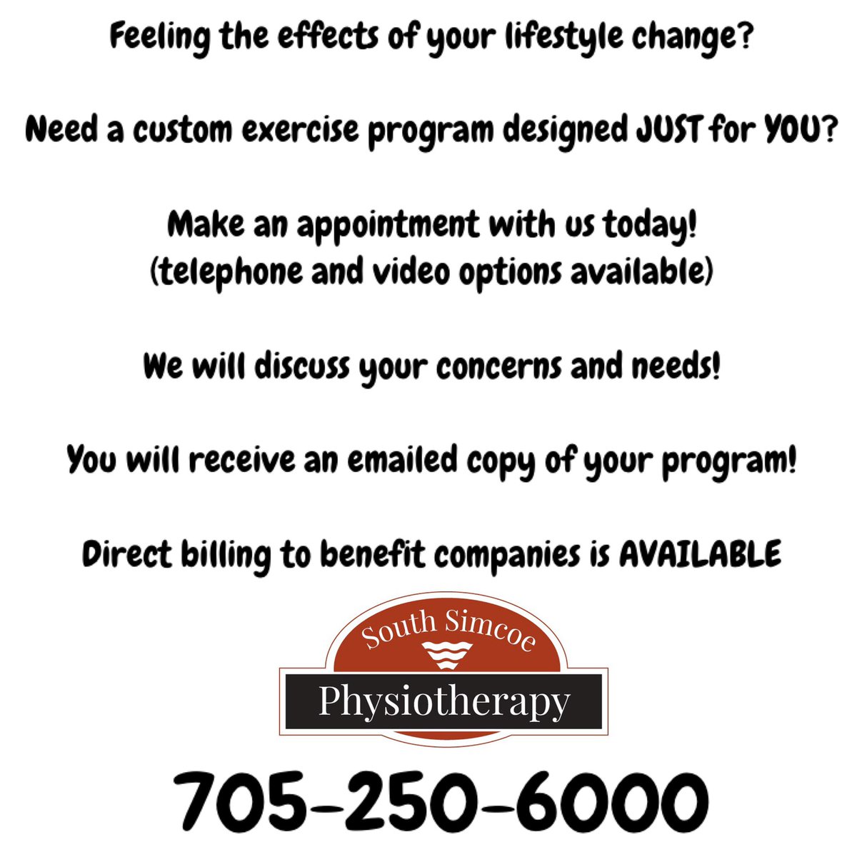 SimcoePhysio's tweet photo. #lifestyle #feelingit #custom #exercise #personalize #telephone #video #virtualappointments #directbilling #calltoday #southsimcoephysio #southsimcoephysiotherapy #alliston #beeton #tottenham #newtecumseth https://t.co/tSkQs9uyfh