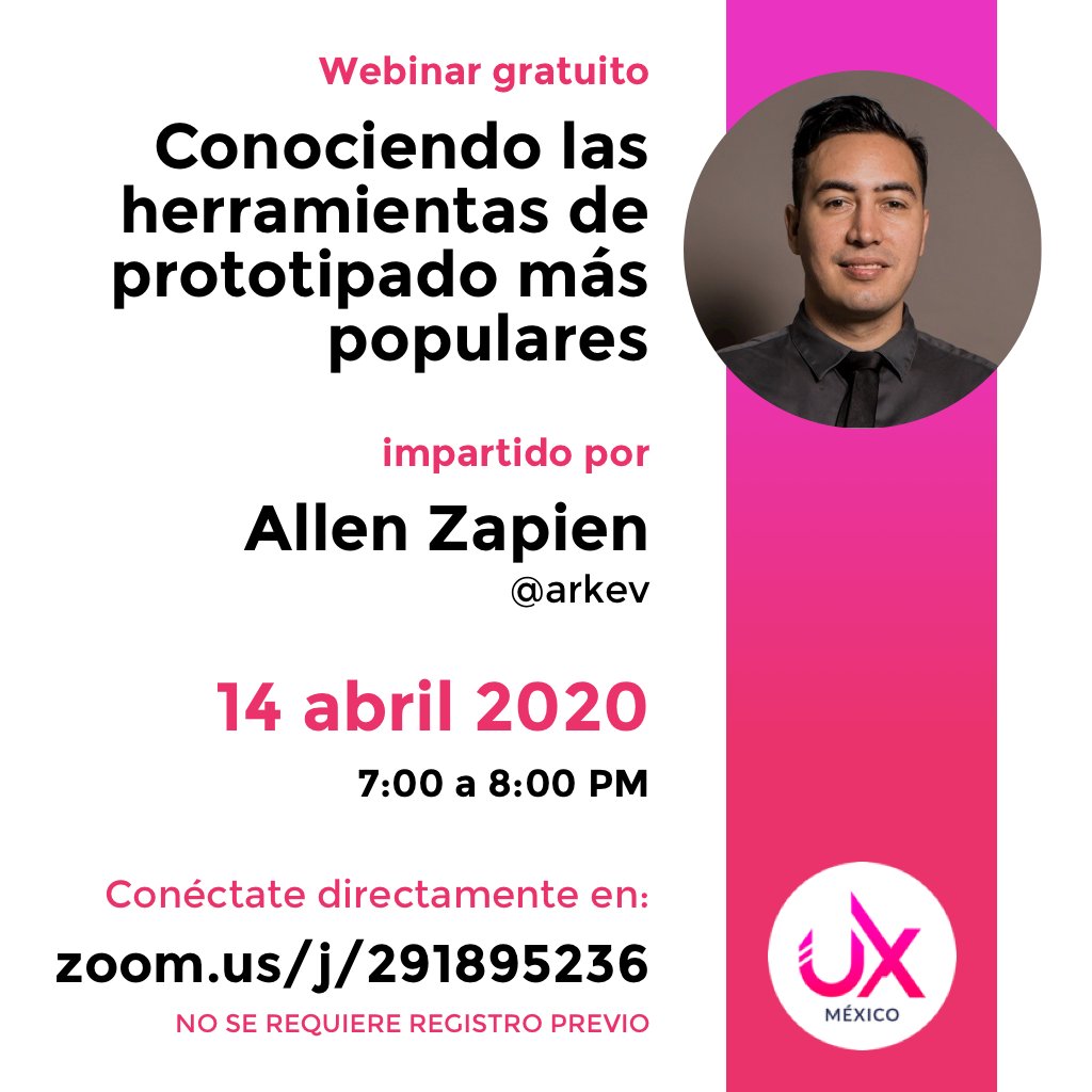 UXMexico's tweet photo. Les compartimos los Webinars gratuitos que tendremos esta semana:

14 abril - @arkev - Conociendo las herramientas de prototipado más populares - https://t.co/8UYGkobdnD

16 abril - @mauricioangulo Material Design con Gallery - https://t.co/dJx8TdJuc6 https://t.co/XW3OnkF6BV