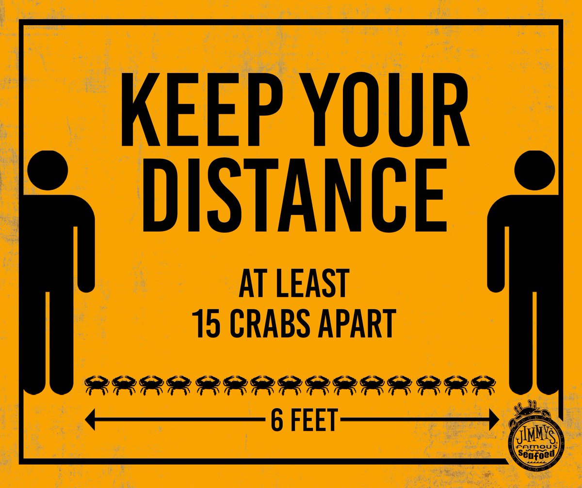 JimmysSeafood's tweet photo. ⚠️ Social distancing in a language crab lovers can understand. 🦀 https://t.co/OgNu6gNcf4