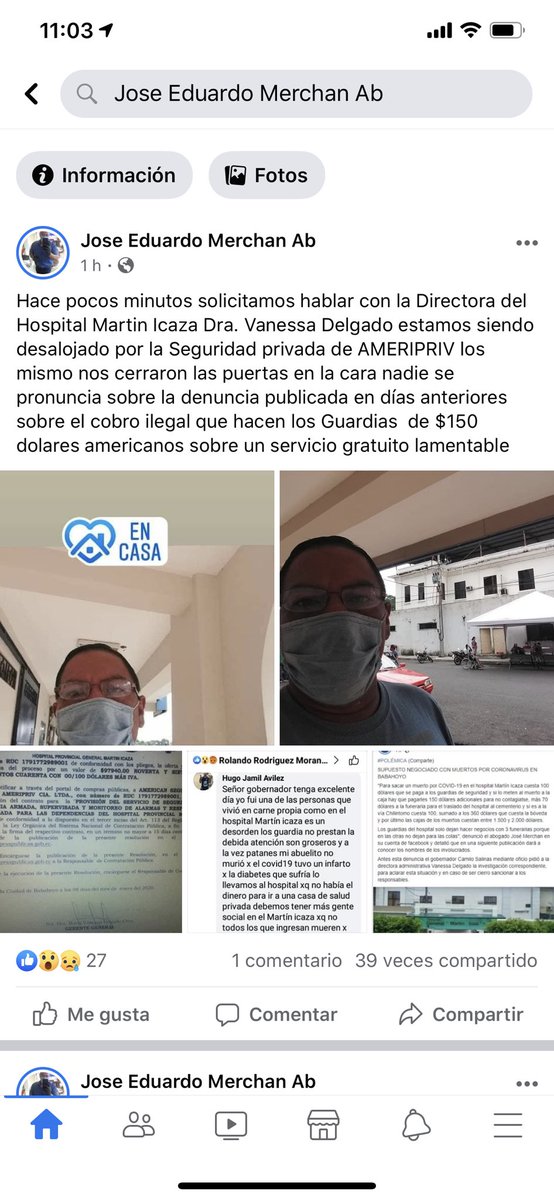 ameripriv's tweet photo. @DianaSalazarM2  @mariapaularomo @DrCamiloSalinas  adjuntamos foto de la denuncia presentada mediante correo electrónico sobre los supuestos hechos suscitados en el hospital Martin Icaza , solicitamos la Actuación fiscal #urgente ya que estamos siendo 1/2 https://t.co/egrsivmXnT