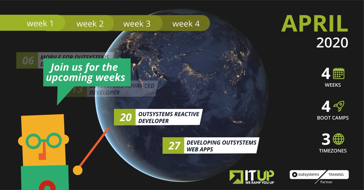 _ITUp_'s tweet image. We’ve just started the 2nd week of our “🗓️4 weeks, 🚀4 boot camps, 🌐3 timezones”!
Join us for next week’s boot camp to learn all about @OutSystems Reactive Applications Development.

Learn more at itup.pt/outsystems-rem… 

#ITUp #WeRampYouUp #OutSystemsTraining #StayAtHome