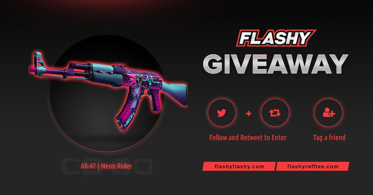flashyflashycom's tweet image. 🔥 24H GIVEAWAY !!! 🏆 AK-47 Neon Rider !

To win:
🔻 Visit to support us: flashyflashy.com
🔻 Visit for more raffles: flashyraffles.com
🔻 Retweet
🔻 Follow us
🔻 Turn on twitter notifications

#flashyflashy #giveaway #csgoskins #CSGOGiveaway