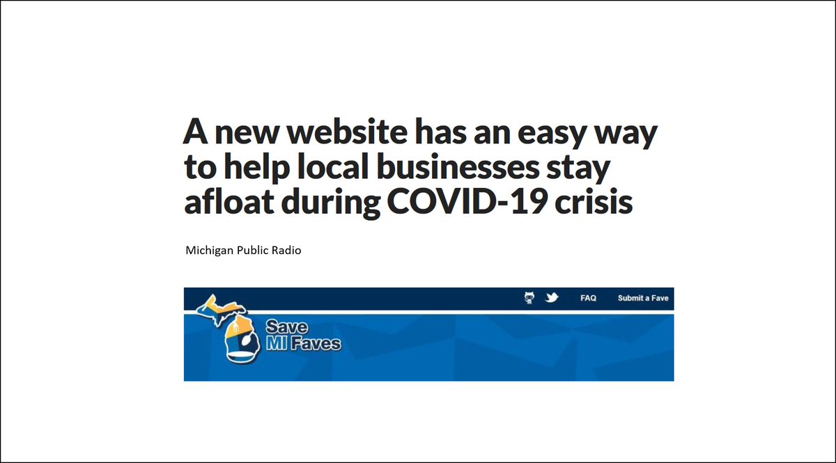 saveMIfaves's tweet photo. Hi Coach! Please help save your favorite local restaurants by sharing this new *nonprofit* site (https://t.co/hMqrptsp4W) where Wolverine fans can buy gift cards to ~400 small businesses in A2 &amp; across #Michigan. (All $ go directly to the biz.) Thanks! #GoBlue @JuwanHoward https://t.co/9s7h2gqR7u
