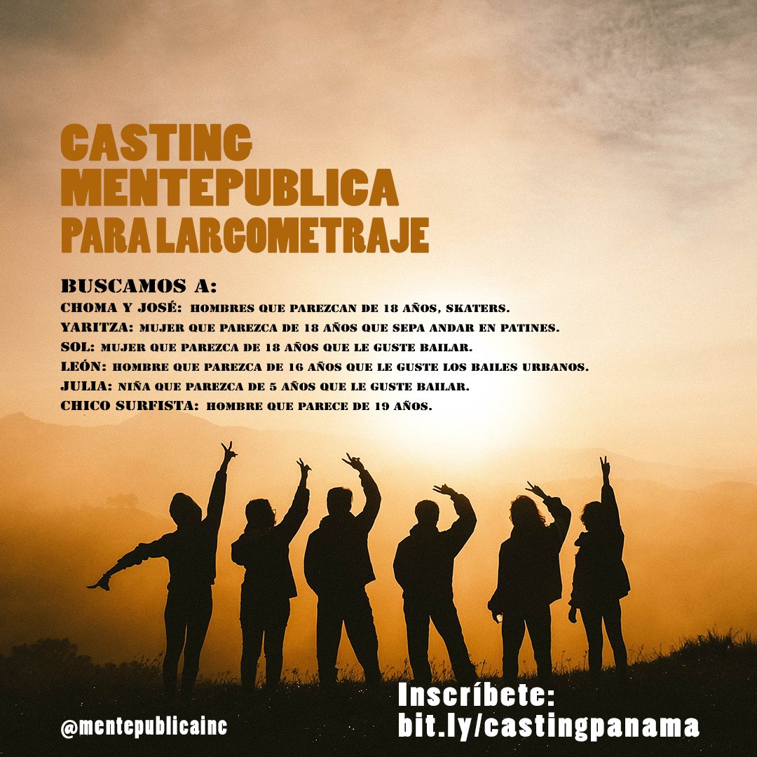 mntpublica's tweet photo. Se parte de una película, en esta primera etapa de casting buscamos jóvenes, pero más adelante abriremos otros roles para casting. Por favor comparte con alguna persona que veas para estos roles. #CinePanameño #CinePanama #CastingPanama #CastingMentePublica https://t.co/uc9U4os8Xm