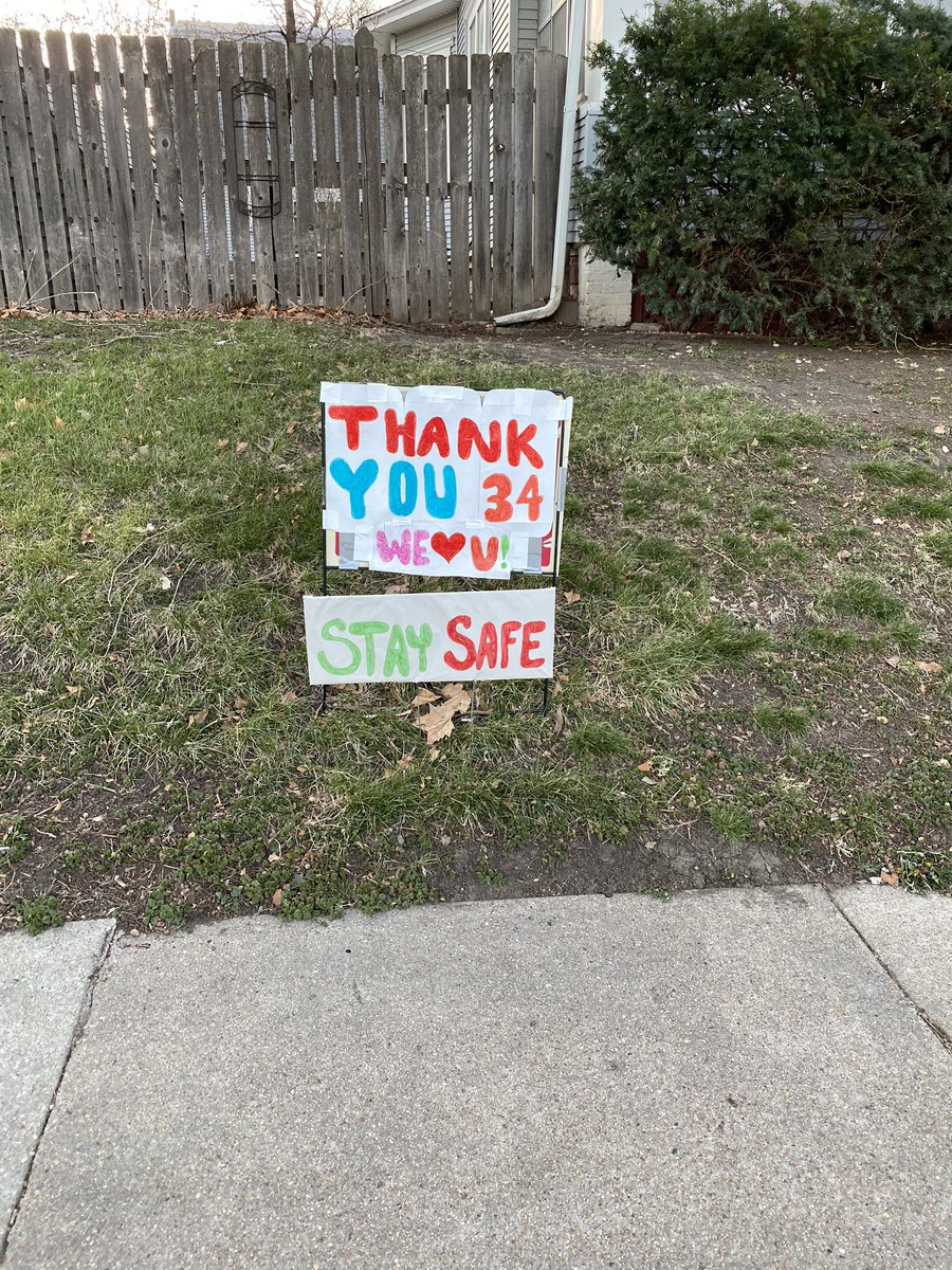 Reported to work today expecting a long and stressful week. What a nice surprise to see the thoughtful sign across the street from Fire Station 34. #OmahaTogether #COVID19