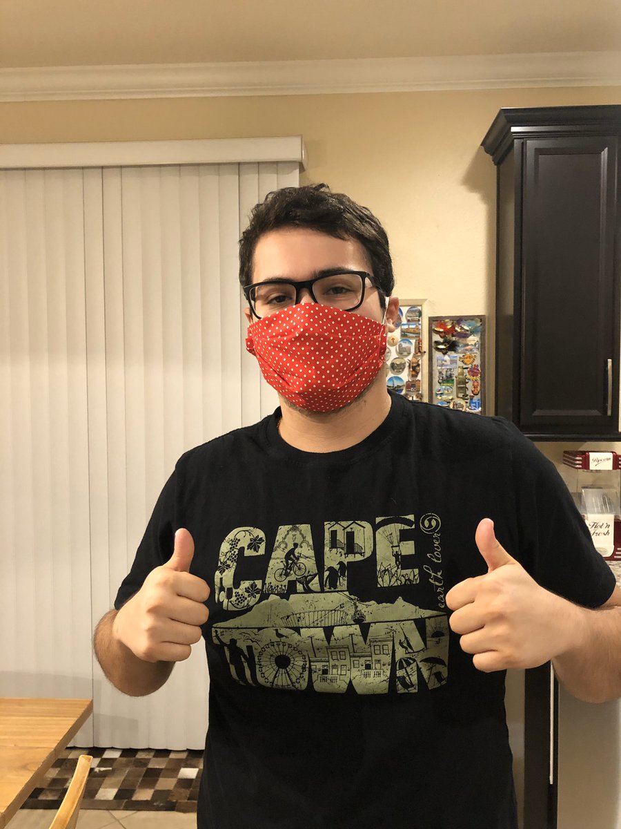 TheFirstAcademy's tweet photo. What an awesome example of Service Before Self! Senior Pedro M. is helping his mom make masks for his family, neighborhood, and friends. #strongertogetherathome #tfaremote https://t.co/ySwj9dkO8q