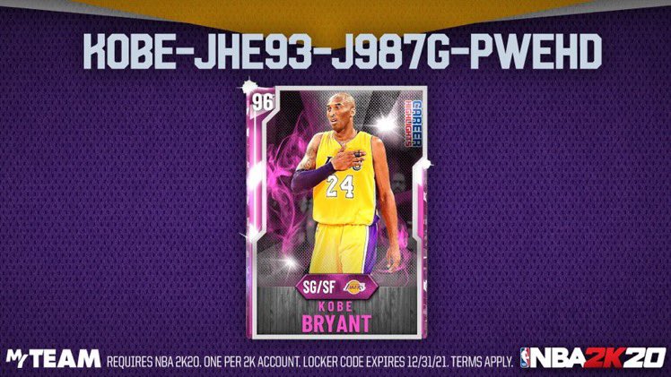 MyTeam_Coinz's tweet photo. 2K just dropped a PD Kobe code! Go crazy 💜💛 https://t.co/Ht0N2HwlWJ