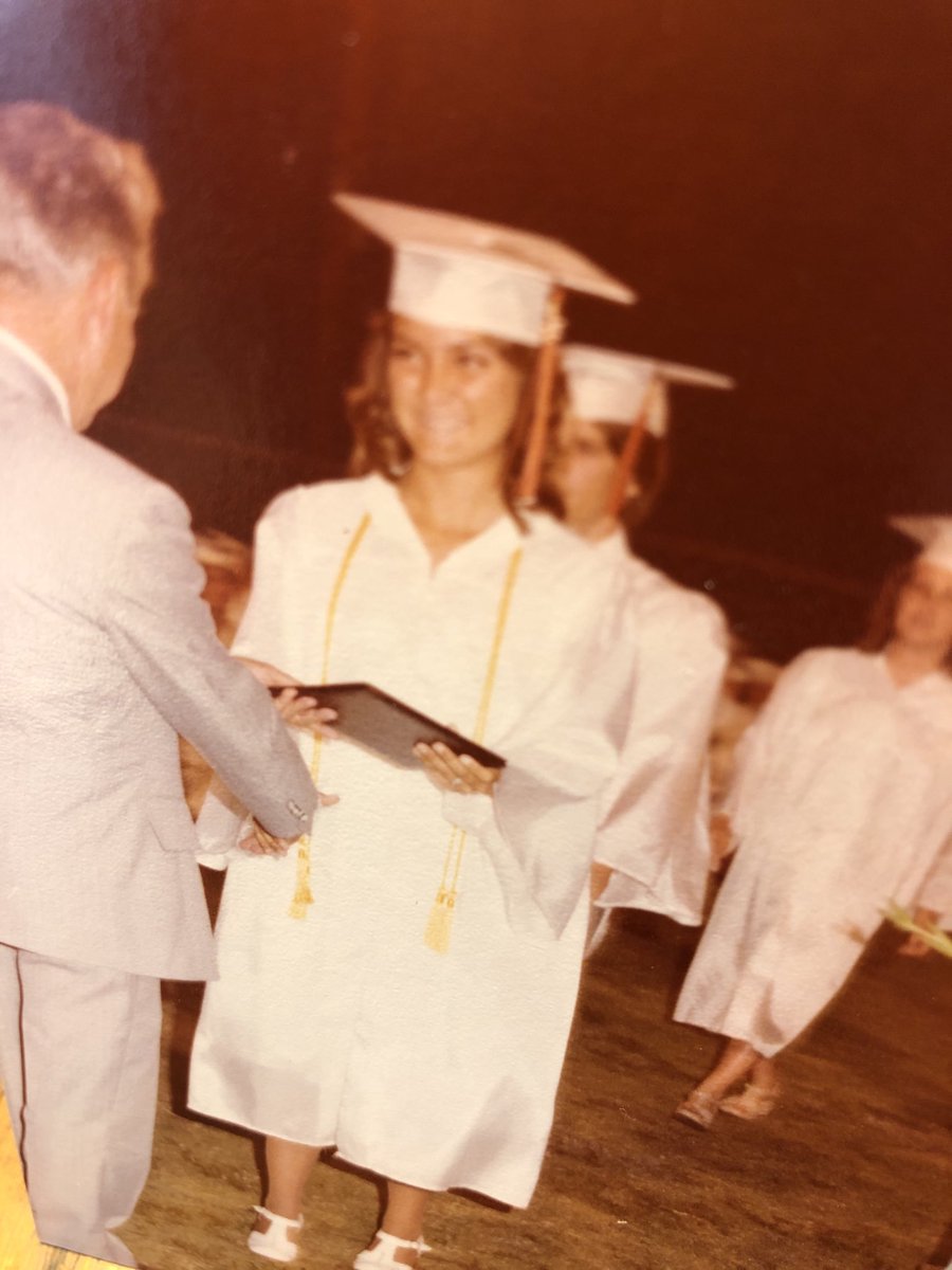 LHS Memory Monday for SGA Spirit Week!  It’s my LHS  1977 graduation, and I was the valedictorian.  So proud to be on the football field with my class!  #JacketFamily ⁦@LeesburgJackets⁩