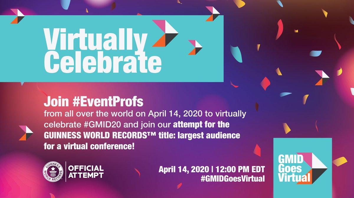 If you have 30 mins tomorrow, join us as we attempt to break the GUINNESS WORLD RECORDS™ title for largest audience for a virtual conference to celebrate #GMID20 with fellow #eventprofs: gmidgoesvirtual.com 
#GMIDGoesVirtual