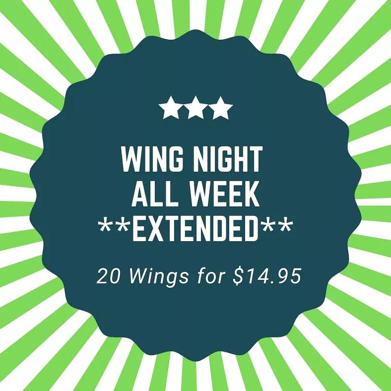 KillabrewSaloon's tweet photo. Wow! You certainly made it apparent you all missed our wing night - so we're keeping our special going for another week! 🍗

20 wings for $14.95!

Thank you for your continued support! https://t.co/h1UNBbEy77