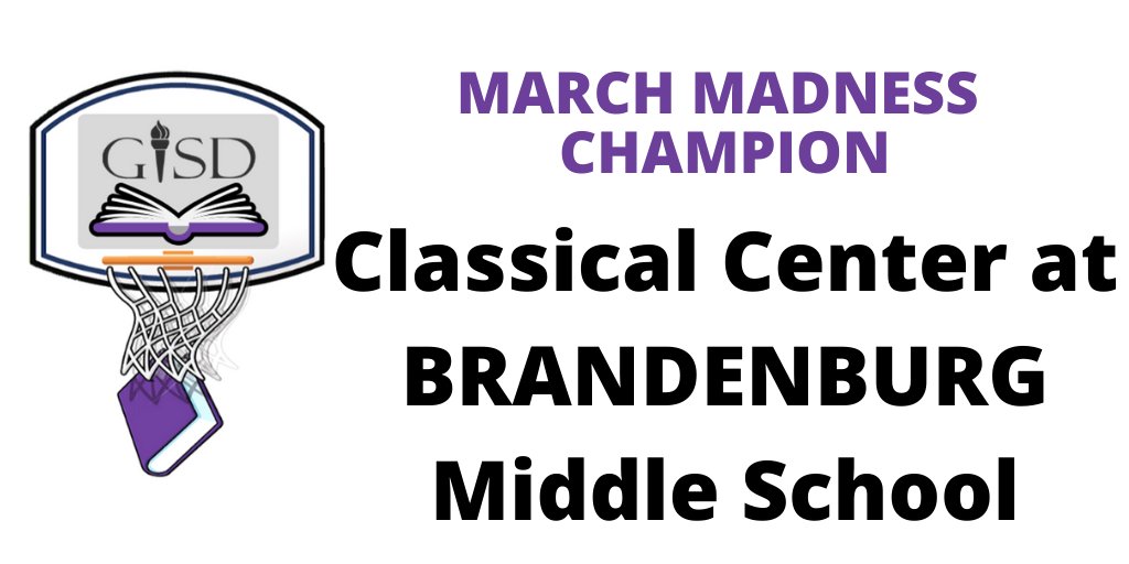 Congratulations to the Classical Center at Brandenburg Middle School for winning the Middle School March Madness Reading Competition! <a href="/CCBMS_Braves/">Brandenburg MS</a> <a href="/gisdnews/">Garland ISD</a> <a href="/GISDREADS/">Jeanine Boyett</a> <a href="/GISD_PD/">GISD Professional Learning</a>