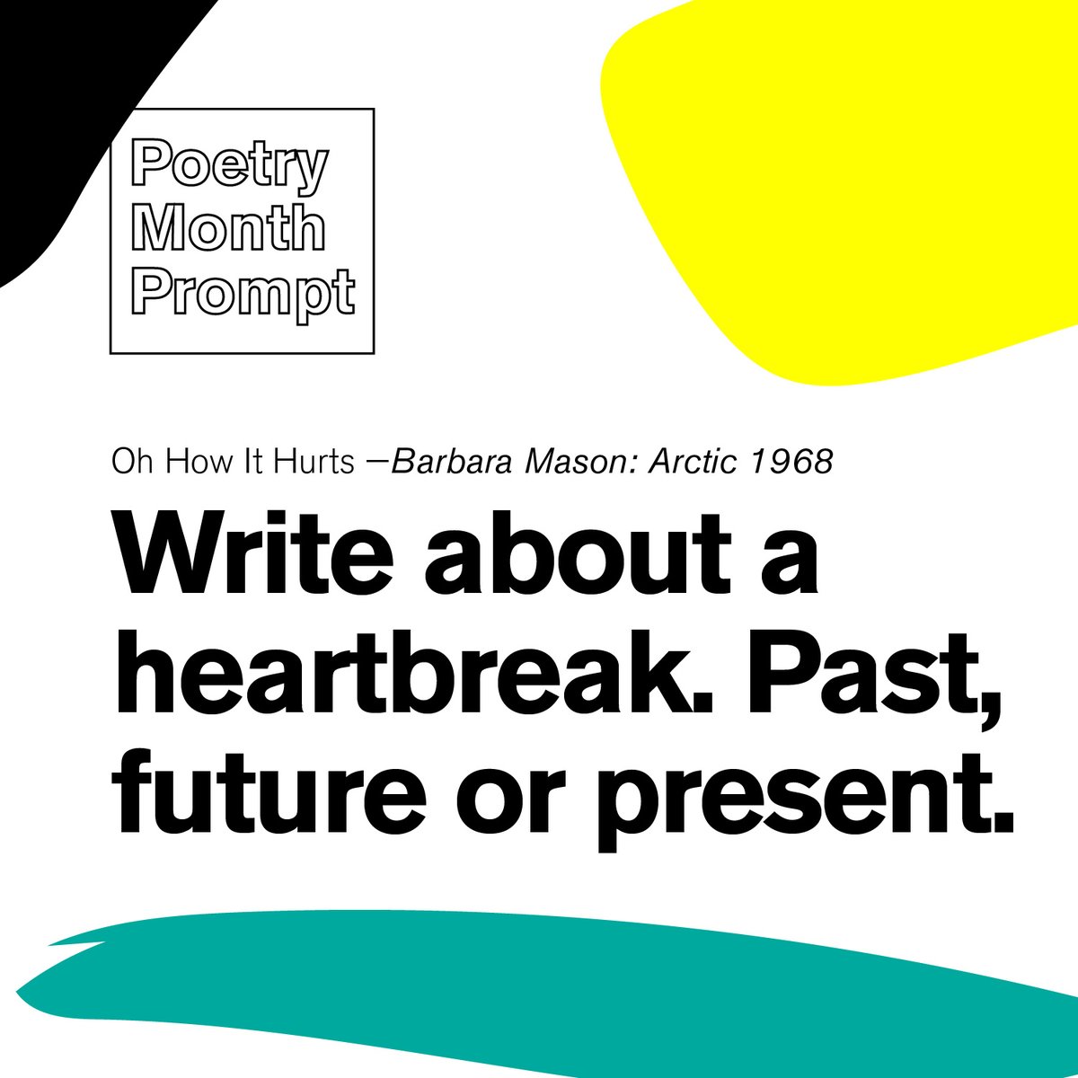 We're feeling so soulful with Marco Piñas prompts for #NationalPoetryMonth. #PiperPoetryMonth No. 13. 
Write about a heartbreak. Past, future or present. (Oh How It Hurts, Barbara Mason: Arctic 1968) piper.asu.edu/poetry-month