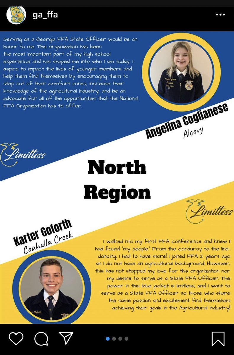 Shout out to Alcovy FFA President Miss. Angelina Coglianese as she is seeking a State FFA Officer Position!! #tigerag #committothecove #ncssbethebest