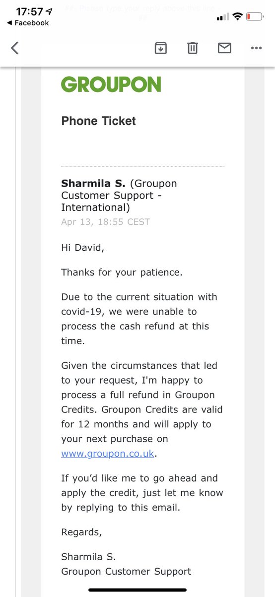 d_svin's tweet photo. @Groupon_UK @GrouponIreland @Groupon I would like to escalate this as a formal complaint, how do I do this? This is the third time you have refused to cash refund me and now you are telling me that my consumer rights are not protected due to COVID19. Absolutely disgusting; advise https://t.co/SLbFyacfU4