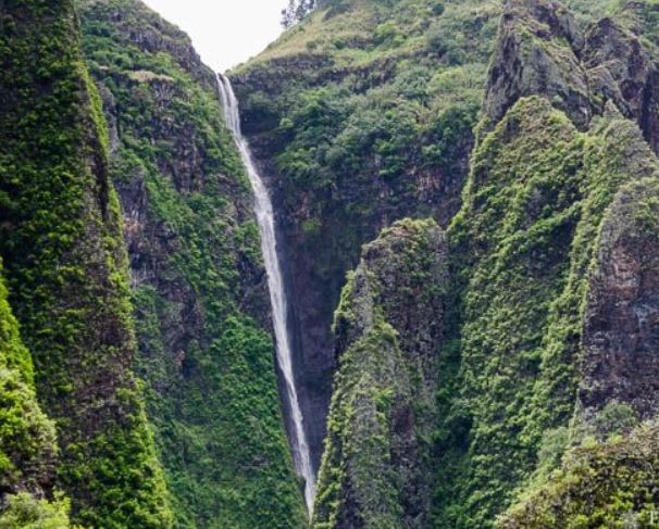 -La cascade de VaipoLieu: Polynésie Française, Pacifique sudElle mesure 350m et c'est la plus haute de Polynésie