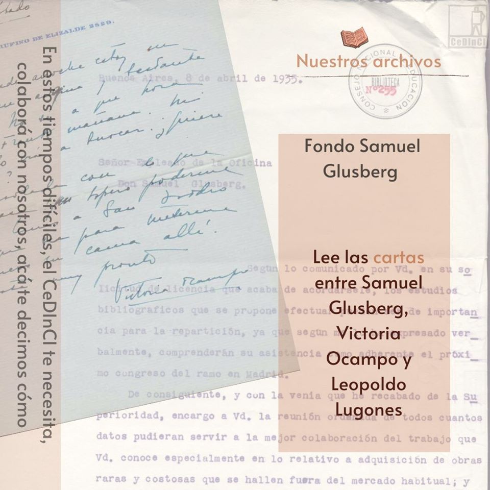 CeDInCI's tweet photo. 🗃 Nuestros archivos y los epistolarios 📨
.
✉️ Compartimos con vos la correspondencia entre Samuel #Glusberg, #VictoriaOcampo y #LeopoldoLugones
.
🙏 En estos tiempos difíciles, ▪️el CeDInCI te necesita▪️, #colaborá con #nosotros 👉https://t.co/uhfjNkK9e0 https://t.co/4feB5JW3g0