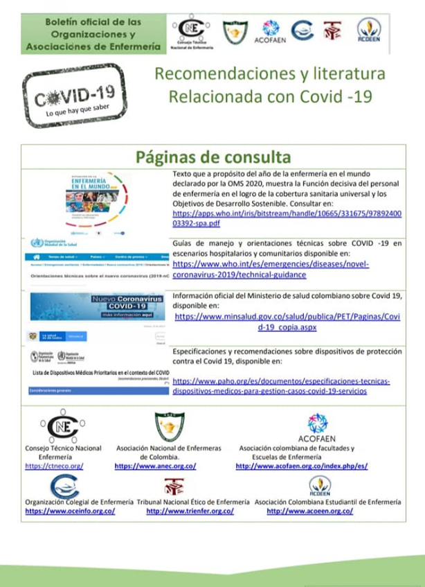 EnfermeriaOCE's tweet photo. ¡Atención!
Boletín No. 001.
Las Organizaciones y Asociaciones de Enfermería presentamos "Enfermería en Colombia en Tiempos de Pandemia por COVID - 19".
@ACOFAEN @ANECNACIONAL @ACOEEN_Oficial
#CTNE #TNEE
#Enfermería #Covid_19 https://t.co/fqFdR2qYfN
