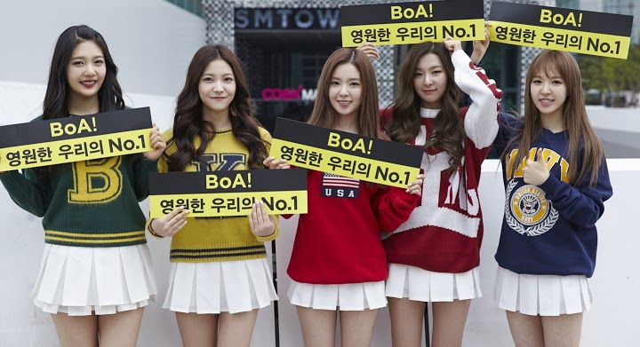 32. Red Velvet holding " Forever Our No. 1 BoA " banners to support her comeback