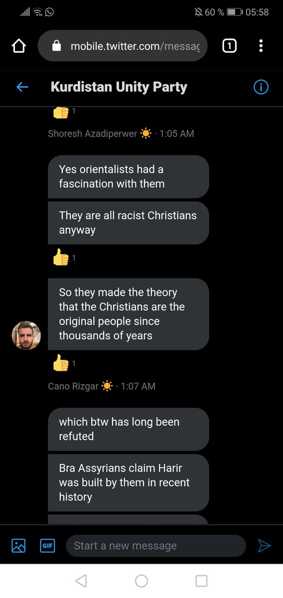 Some quarantine entertainment:A thread of screenshots I was sent of some ugly racists on Twitter and their obsession with Assyrians and Yazidis. We truly occupy all of their time, don't we?This group has more than 50 people in it acting like they run the Kingdom of Kurdistan.