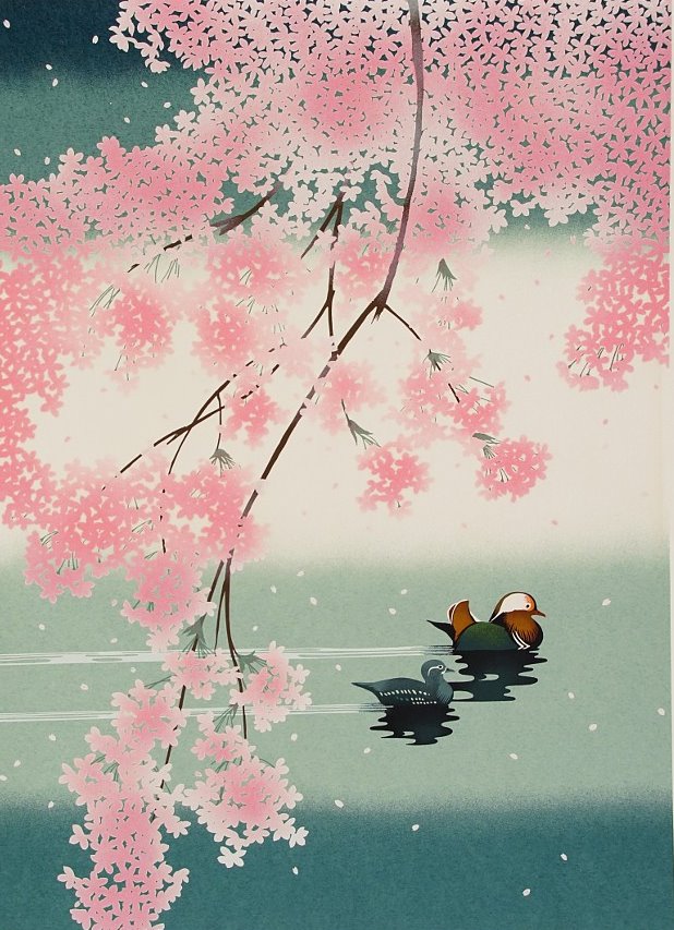 satorilibros's tweet photo. "Patos mandarines y cerezo en flor", de Miyata Masayuki. Los patos mandarines son el símobolo del amor y la felicidad en la pareja. https://t.co/2b9fWnTBRh