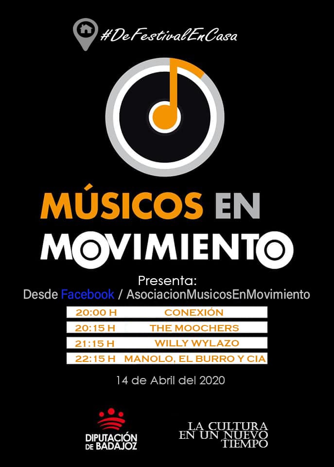 DipdeBadajoz's tweet photo. 🎶 El programa "Músicos en movimiento" de #DipBdjz te ofrece mañana un concierto en directo.

Sí, ¡mañana martes 14abr! No nos estamos equivocando de fecha. Será a las 20:00h en https://t.co/Fp5kJ1afog con 3 grupos.

Toda la info en https://t.co/DIGa37wABw… y en la imagen 👇 https://t.co/xCC0L23ldz