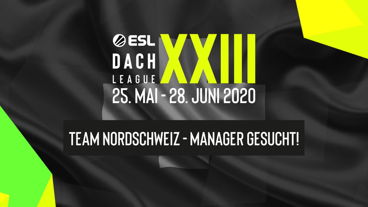 <a href="/NordschweizCSGO/">Nordschweiz CS:GO</a> sucht einen neuen Manager für die #ESLDACH League Season 23! 🏆🔥

All Infos dazu auf 
esl.gg/anmelden
und
discord.gg/P3vuxDH

Gesucht werden Spieler aus #Aargau, #Zürich, #Thurgau, #StGallen, #Appenzell!