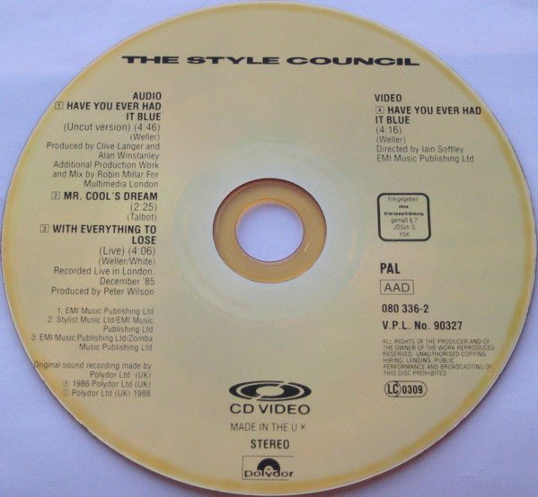 There was a CD video single released, a high quality video of the time that played on a laserdisc - it also contained the audio from the 12” release