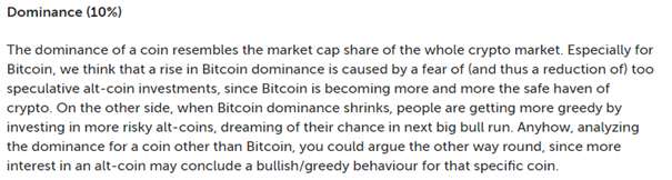 Dominance data is at 10%. As they mention dominance increase can be both bearish and bullish for Bitcoin. They also mention that a rise in dominance causes fear. These statements seem contradicting.