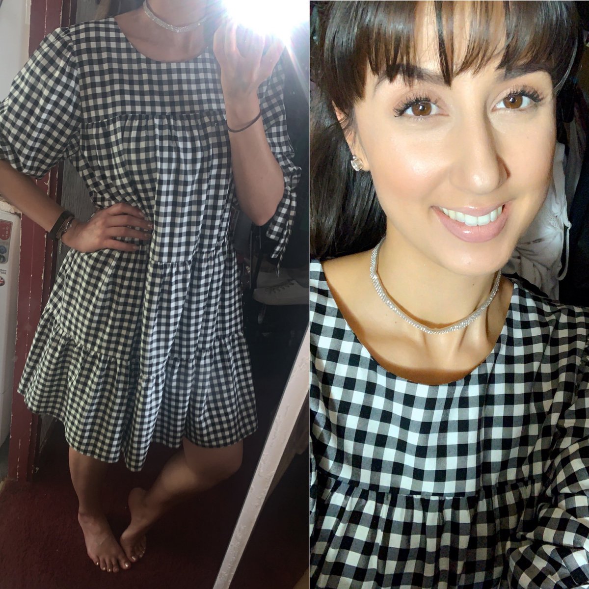 TahraMalik's tweet photo. Not gonna lie feeling cute AF in my new babydoll dress 😍👗☺️ #feelingcute #babydolldress #checkdress #cute #girly #goodvibes https://t.co/lC7y7vSSrO